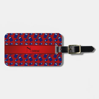 Personalised name red police box red stripe luggage tag