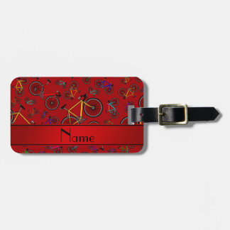 Personalised name red road bikes luggage tag