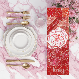 Personalised Name Red Rose Floral Watercolor Art Yoga Mat