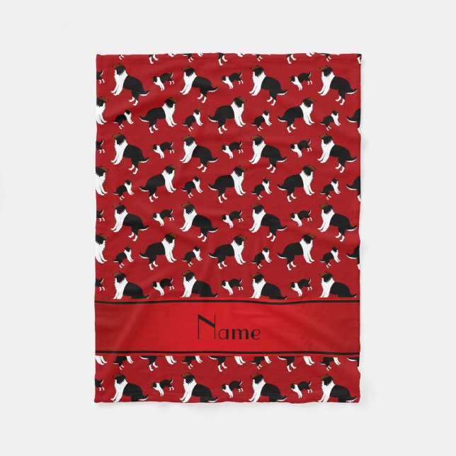 Personalised name red Shetland Sheepdogs Fleece Blanket (Front)