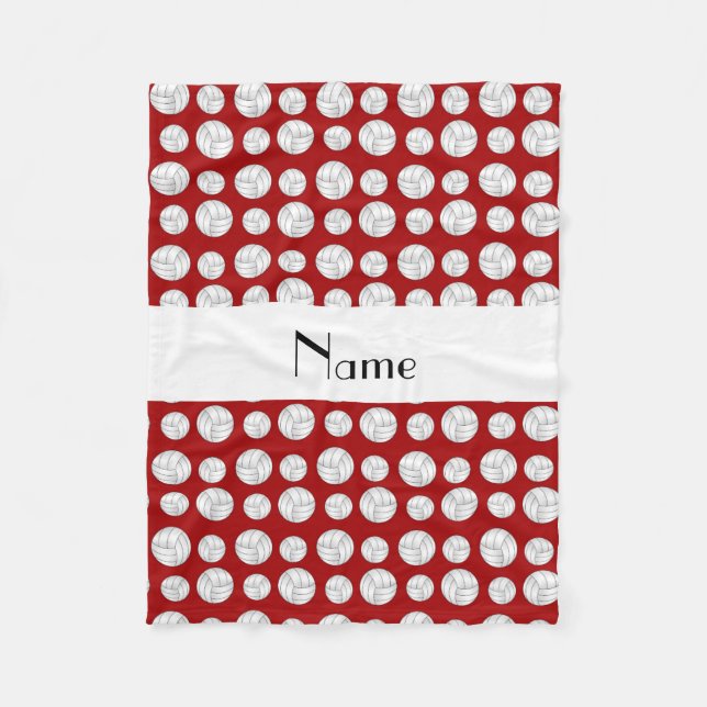 Personalised name red volleyball balls fleece blanket (Front)