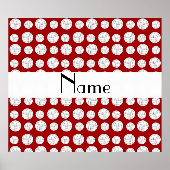 Personalised name red volleyball balls poster (Front)