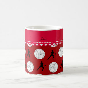 Personalised name red volleyballs silhouettes coffee mug