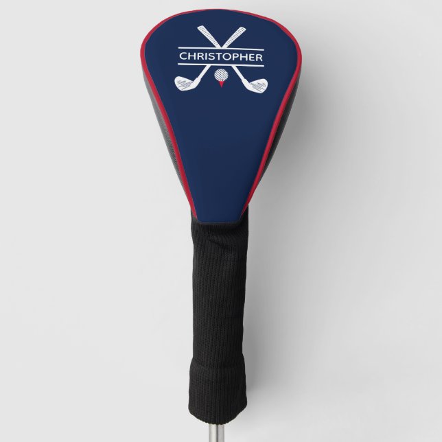 Personalised Name Red White Blue Golf Head Cover (Front)