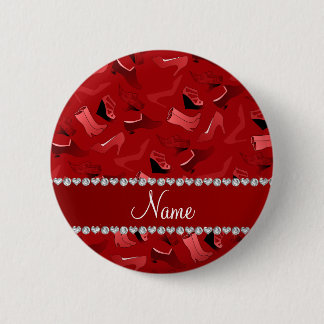 Personalised name red women's shoes pattern 6 cm round badge