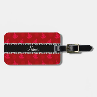 Personalised name red yoga pattern luggage tag