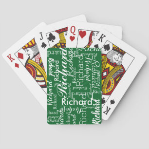 Personalised Name Repeated on Green Playing Cards