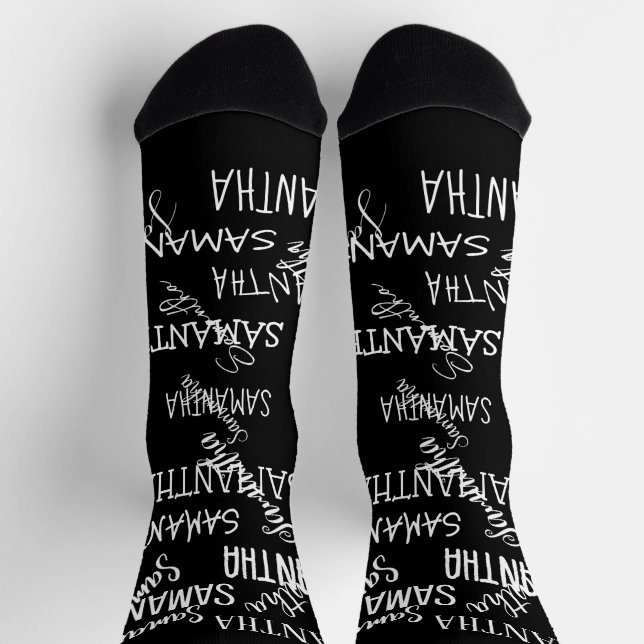 Personalised Name Repeating Pattern Handwriting Socks (Top)