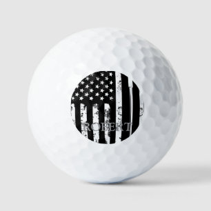 Personalised Name Retro American Flag Golf Gift Golf Balls