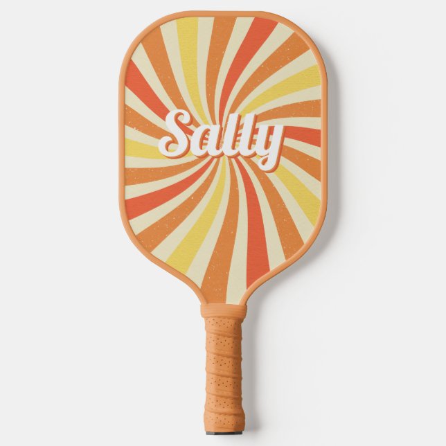 Personalised Name Retro Curved Rainbow Pickleball Paddle (Front)