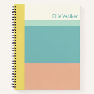 Personalised Name Retro Pastel Colour Block Writin Notebook