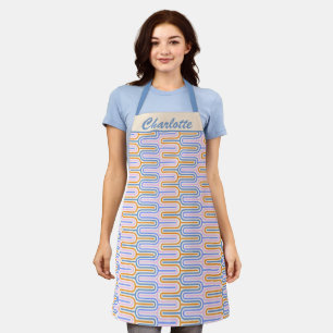 Personalised Name Retro Pastel Geometric Baker Apron