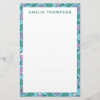 Personalised Name Retro Purple Green Floral