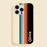 Personalised Name Retro Stripes  Case-Mate iPhone 14 Case<br><div class="desc">Create your own personalised name iPhone case with retro stripes pattern design.</div>