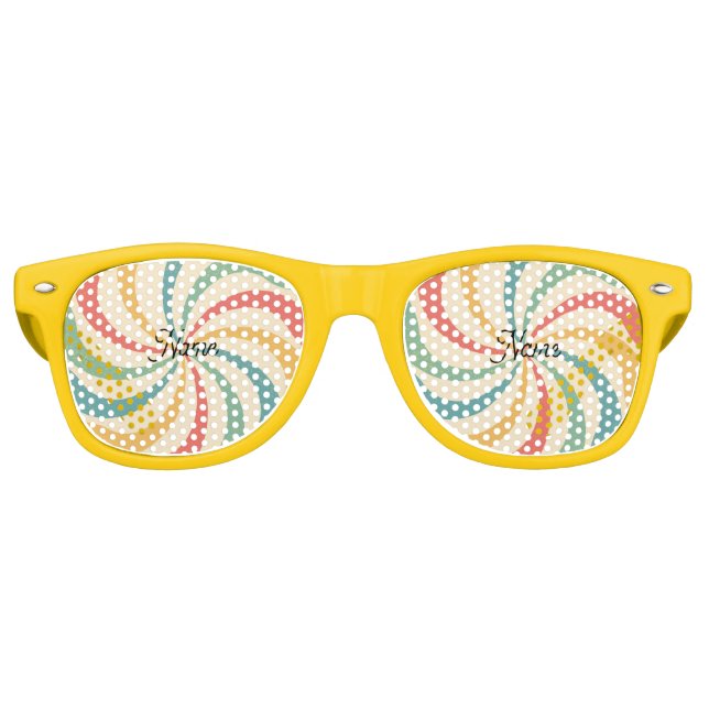 Personalised Name Retro Stripes Typography Retro Sunglasses (Front)