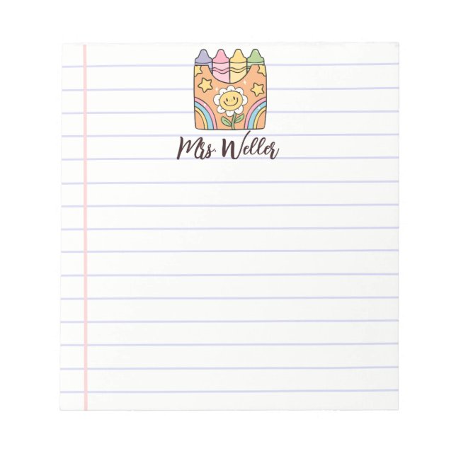 Personalised Name Retro Vintage School Teacher Notepad (Front)