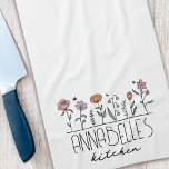 Personalised Name Retro Wildflowers Tea Towel<br><div class="desc">A personalised gift for the person who loves to bake</div>