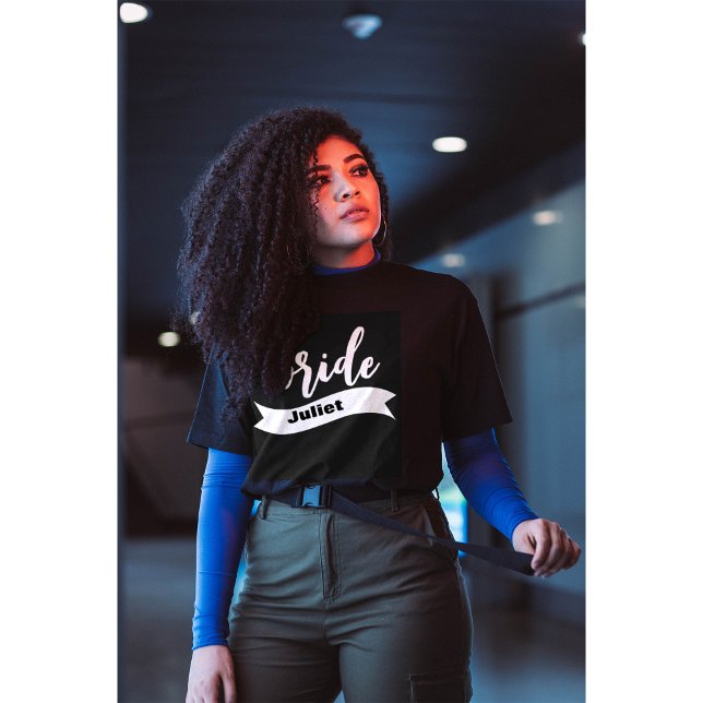 Personalised Name Ribbon Modern Script Bride T-Shirt (Creator Uploaded)