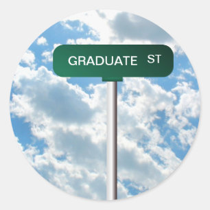 Personalised Name Road Street Sign on Blue Sky Classic Round Sticker