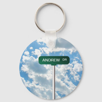 Personalised Name Road Street Sign on Blue Sky Key Ring