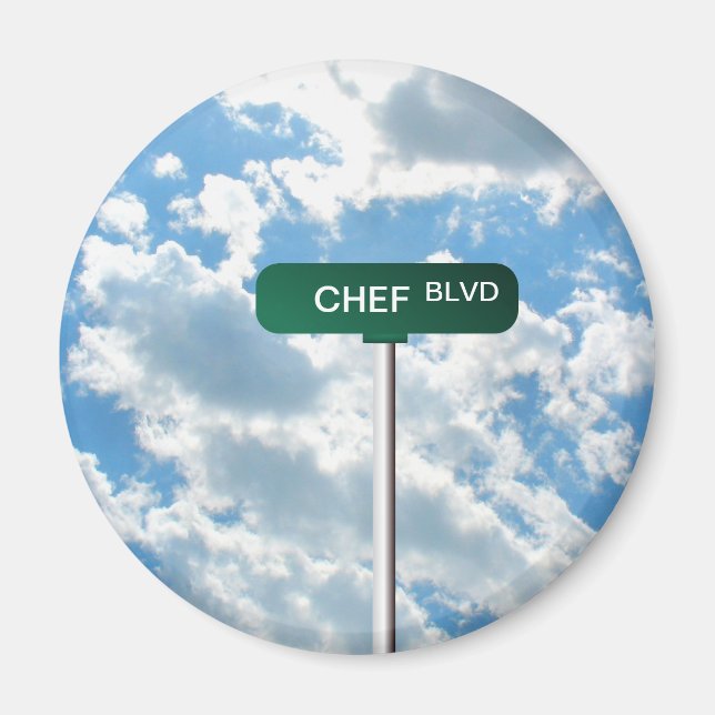 Personalised Name Road Street Sign on Blue Sky Magnet (Front)