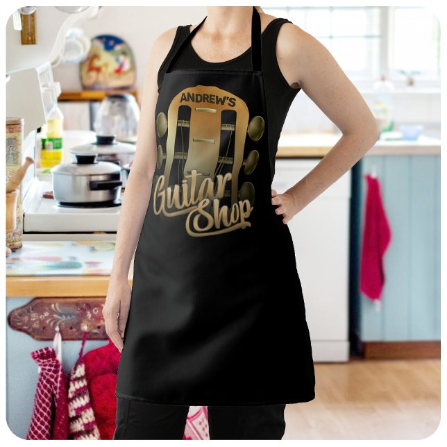 Personalised NAME Rock Music Guitar Shop Musician Apron (Creator Uploaded)
