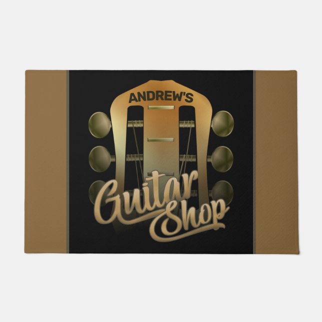 Personalised NAME Rock Music Guitar Shop Musician Doormat (Front)