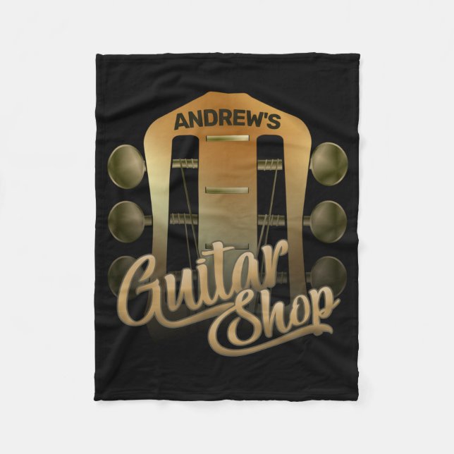 Personalised NAME Rock Music Guitar Shop Musician Fleece Blanket (Front)