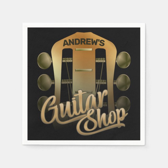 Personalised NAME Rock Music Guitar Shop Musician Napkin (Front)