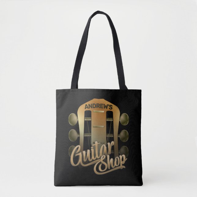 Personalised NAME Rock Music Guitar Shop Musician Tote Bag (Front)