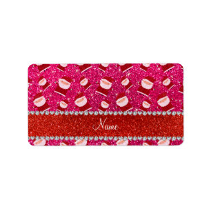 Personalised name rose pink glitter santas label