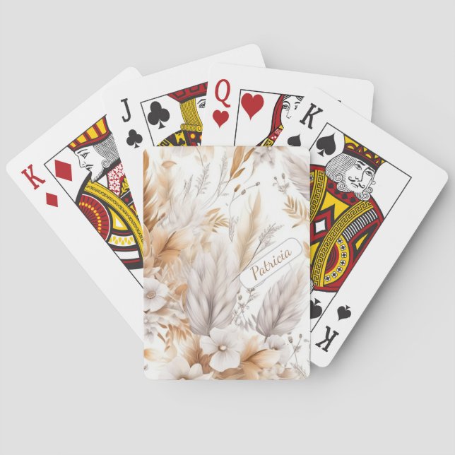Personalised Name Rustic Chic Bohemian Wildflowers Playing Cards (Back)