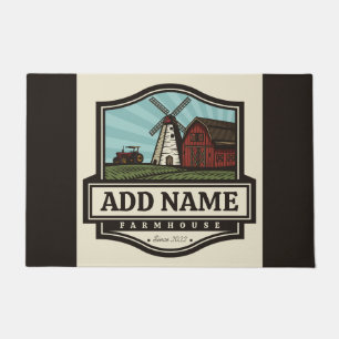 Personalised NAME Rustic Farmhouse Old Windmill Doormat