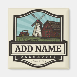 Personalised NAME Rustic Farmhouse Old Windmill Magnet