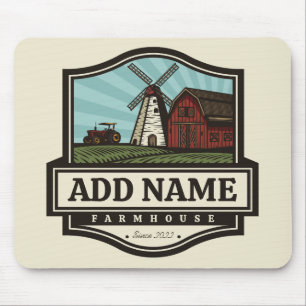 Personalised NAME Rustic Farmhouse Old Windmill Mouse Pad