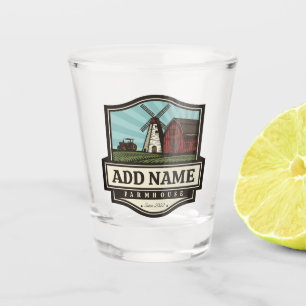 Personalised NAME Rustic Farmhouse Old Windmill Shot Glass