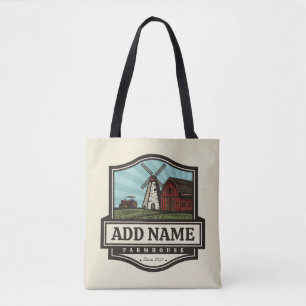 Personalised NAME Rustic Farmhouse Old Windmill  Tote Bag