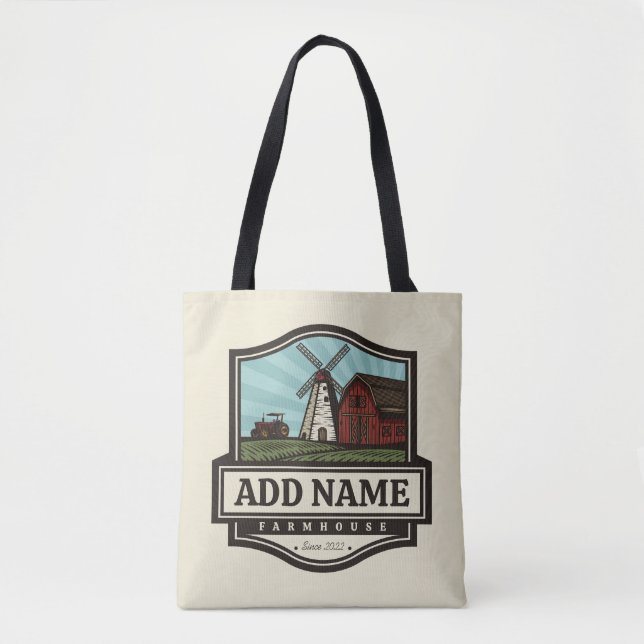 Personalised NAME Rustic Farmhouse Old Windmill  Tote Bag (Front)