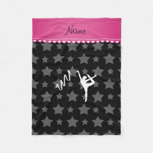 Personalised name rythmic gymnast black stars fleece blanket