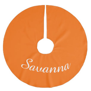 Personalised Name Safety Orange Holiday Christmas Brushed Polyester Tree Skirt