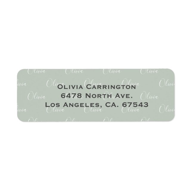 Personalised Name Sage Green Return Address (Front)