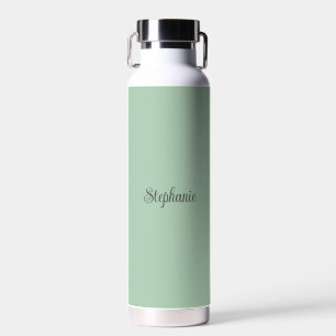 Personalised name Sage Green Script Wedding Water Bottle