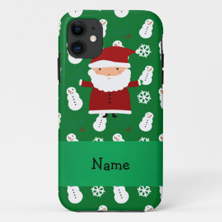 Personalised name santa green snowman Case-Mate iPhone case