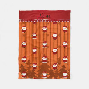 Personalised name santa orange snowflakes trees fleece blanket
