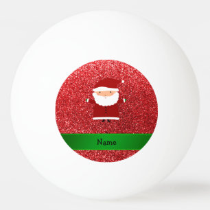 Personalised name santa red glitter ping pong ball