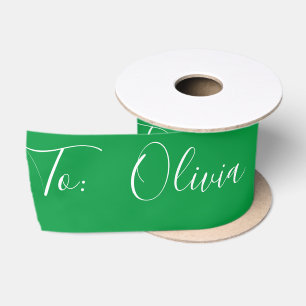 Personalised Name Santa Script Holiday Modern Satin Ribbon