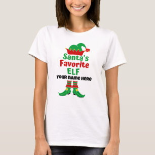 Personalised Name Santa's Favourite Elf T-Shirt