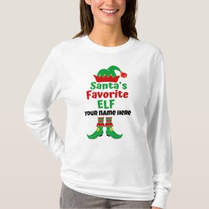 Personalised Name Santa's Favourite Elf  T-Shirt