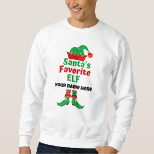 Personalised Name Santa's Favourite Elf  T-Shirt Sweatshirt