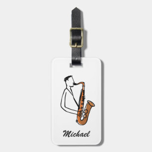 Personalised Name Saxophone Player – Music Lover Luggage Tag